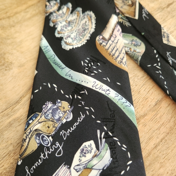 Elegant Vintage Nicole Miller Black Artistic Wedding Tie 100% Silk - Picture 4 of 13